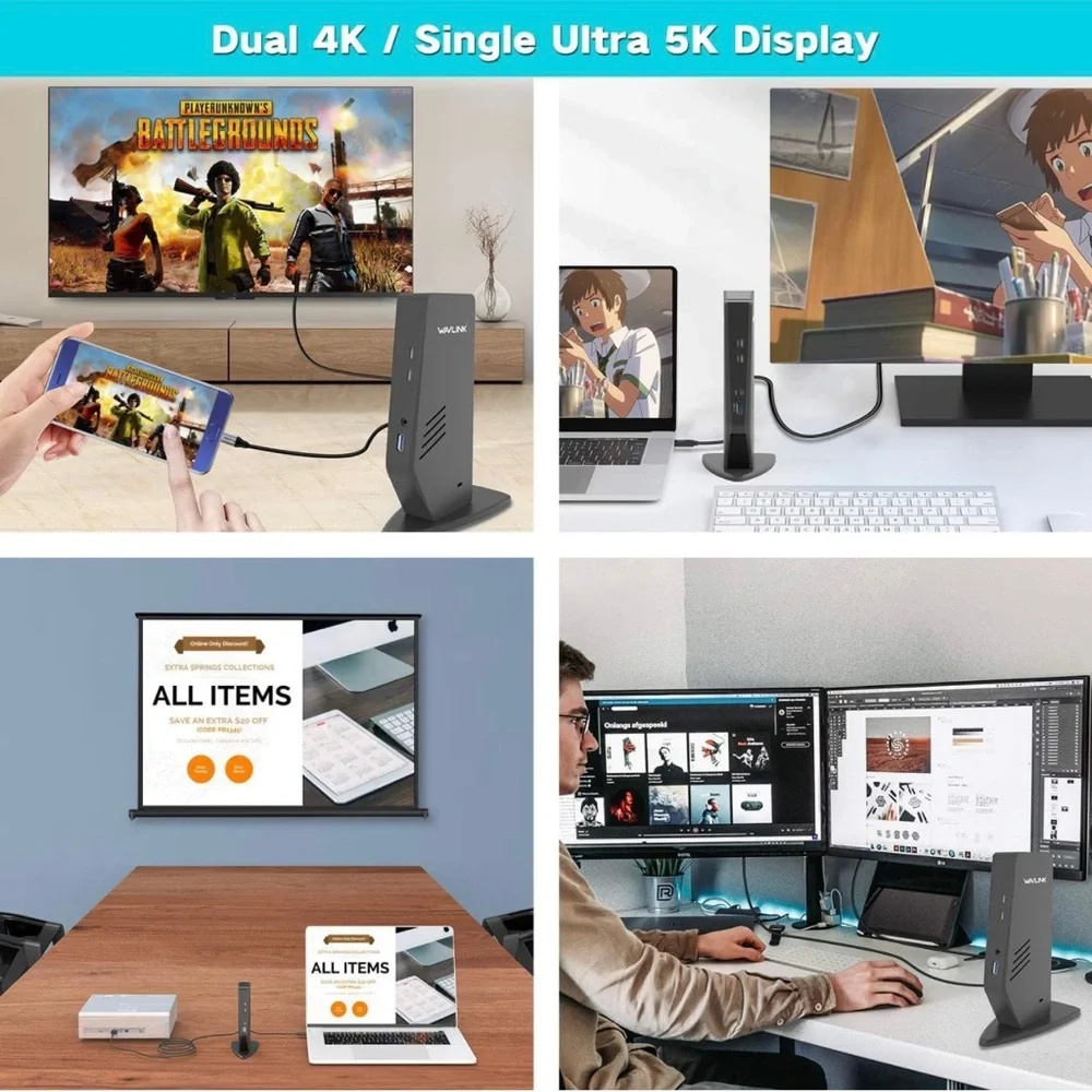 WL-UG69DK5 USB-C Dual 4K Ultra HD Multiple-Display Universal Docking Station-NWT